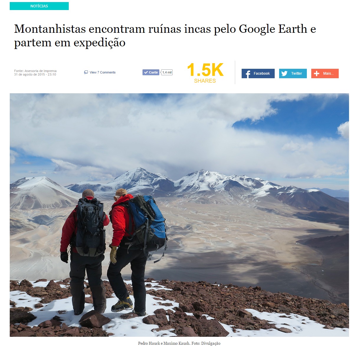 Montanhistas encontram ruínas incas pelo Google Earth e partem em expedição